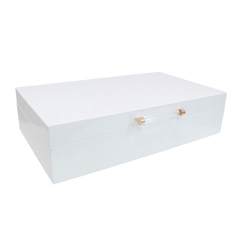 Lacquer Jewellery Box Long White – Changing Seasons - Main Image