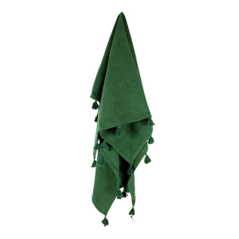 Nava Cotton Throw With Tassels 170x130 Green