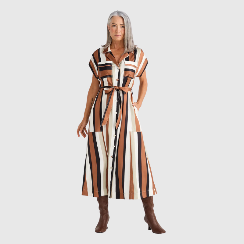 strip design dress mature strip dress womens 2026 summer
