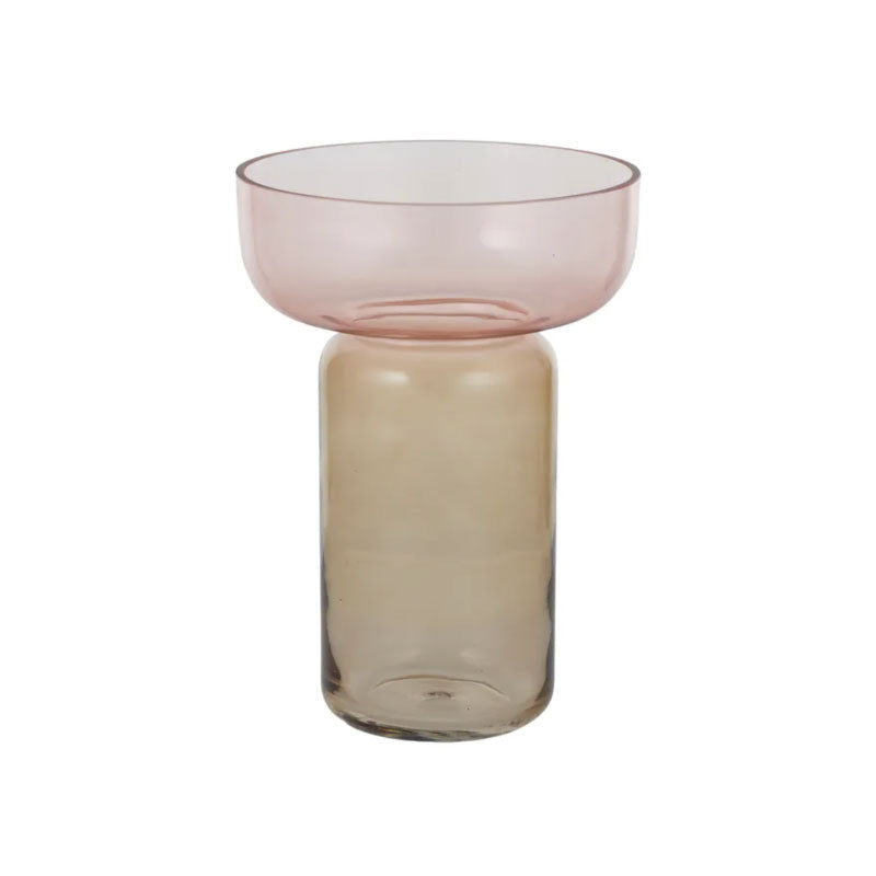 Asta Glass Footed Vase 20x28cm Pink Amber