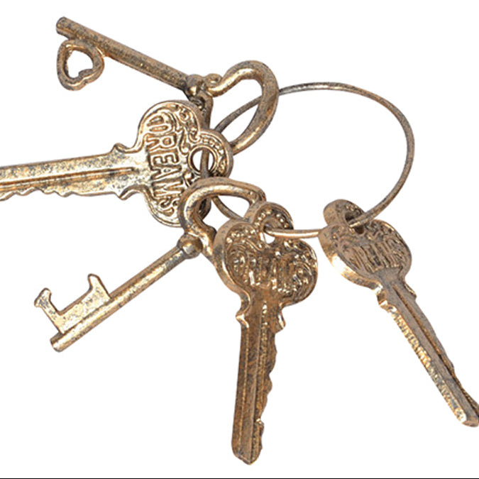 Metal 18cm Golden Vintage Keys Bunch Ornament
