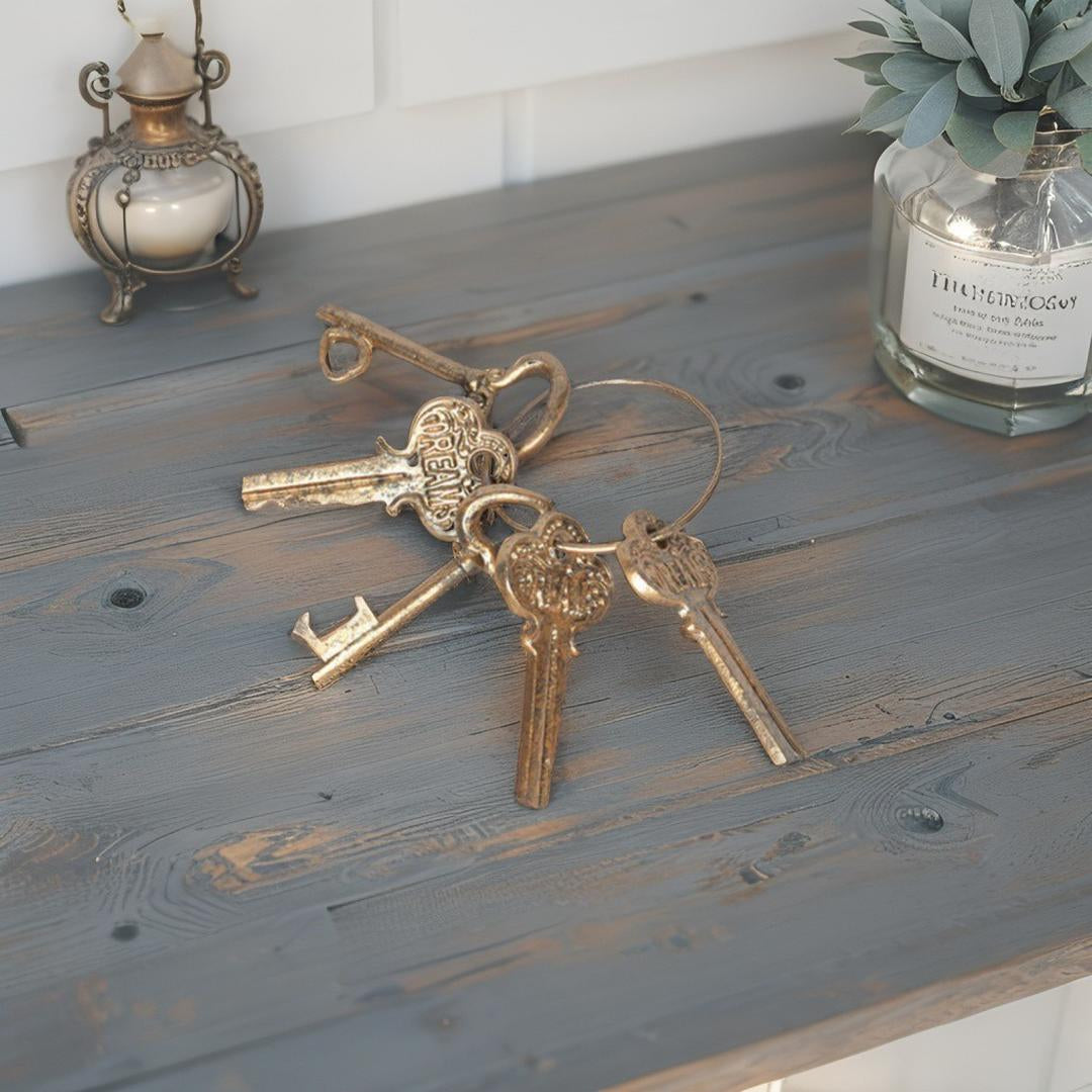 Metal 18cm Golden Vintage Keys Bunch Ornament