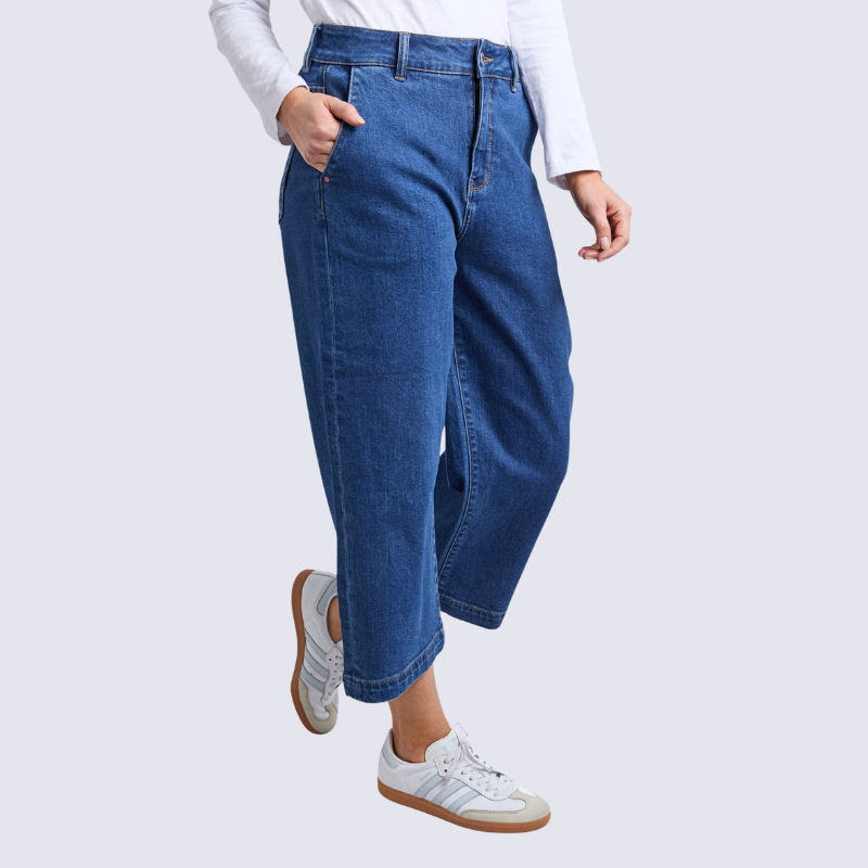 Sidney Cropped Wide Leg Jean Dark Blue Wash