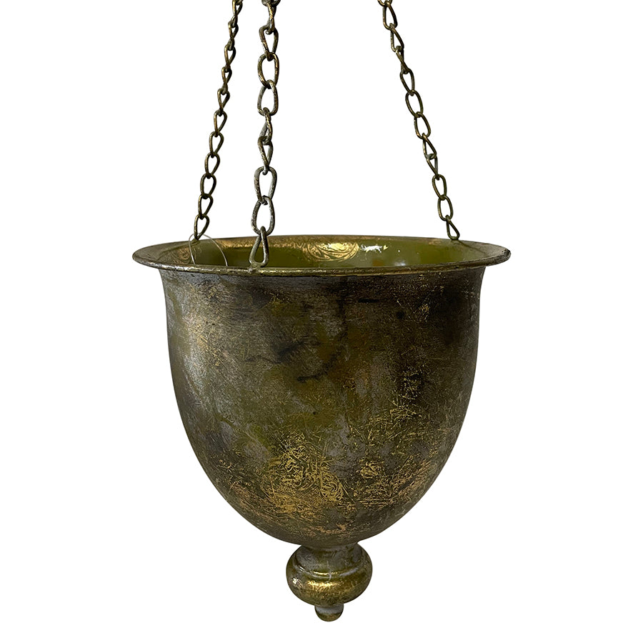 Metal 24cm Hanging Golden Lustre Bowl/Pot Planter Hanger