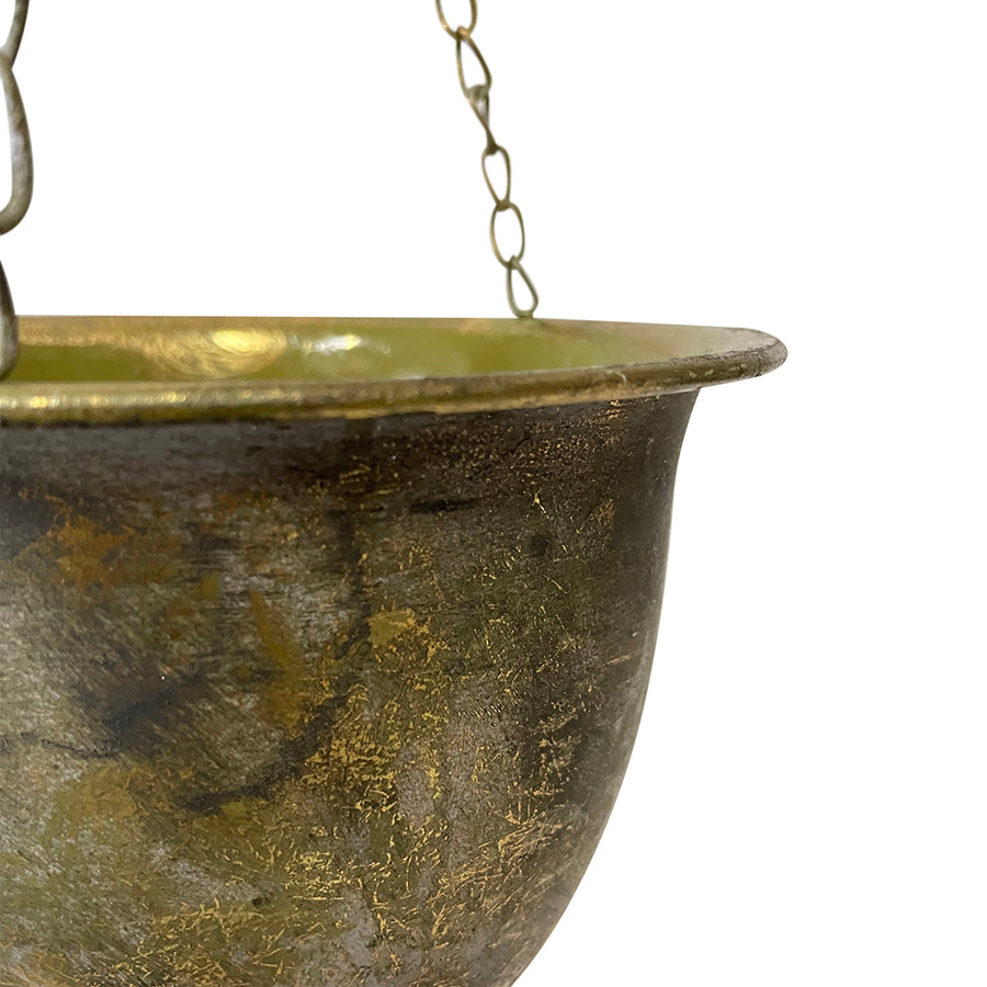 Metal 24cm Hanging Golden Lustre Bowl/Pot Planter Hanger