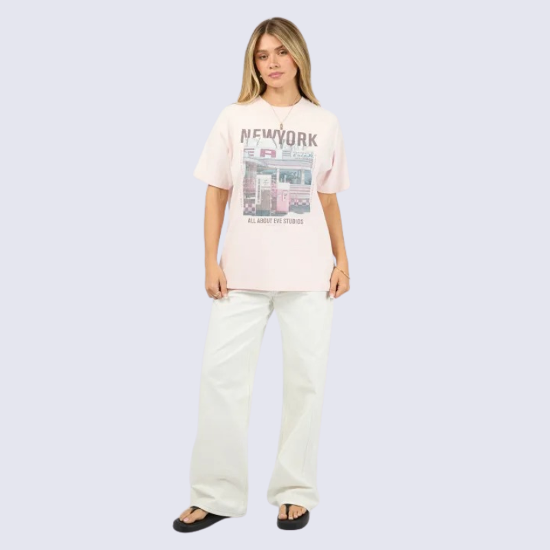 New York Diner Relaxed Tee Pale Pink 10