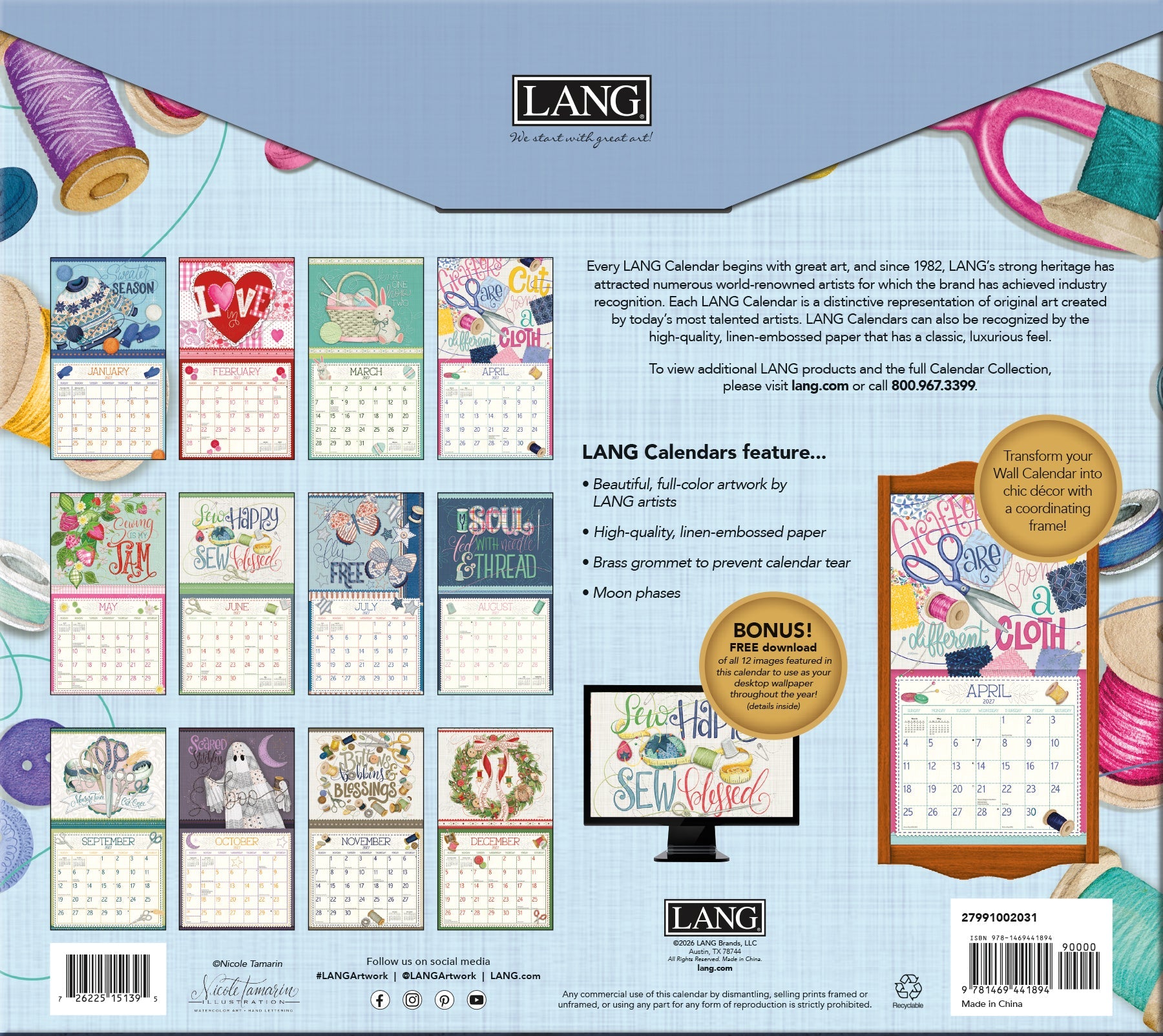 Handmade Happinesss 2027 Calendar