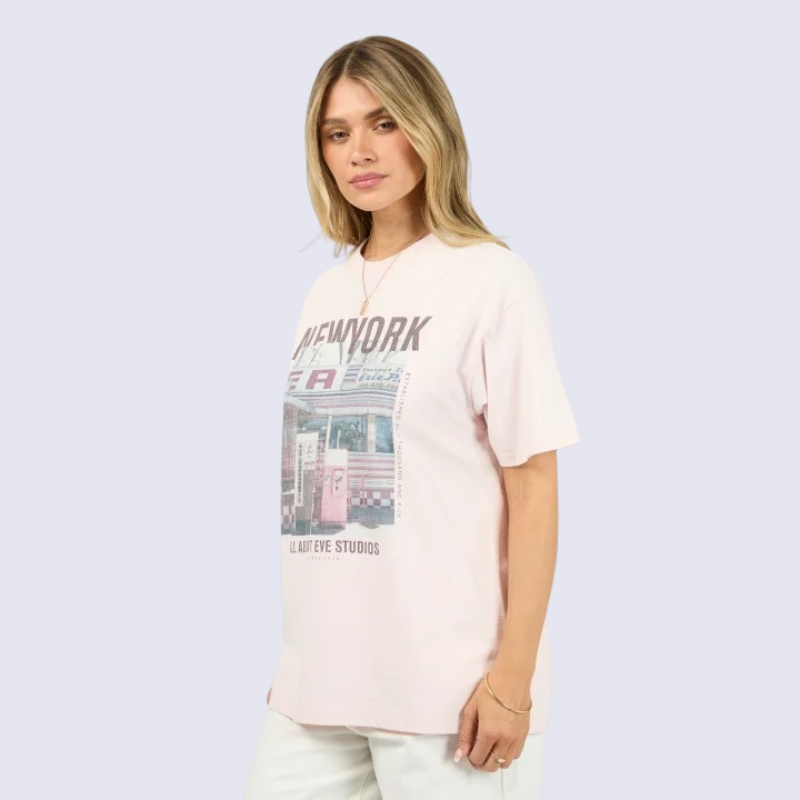 New York Diner Relaxed Tee Pale Pink 16