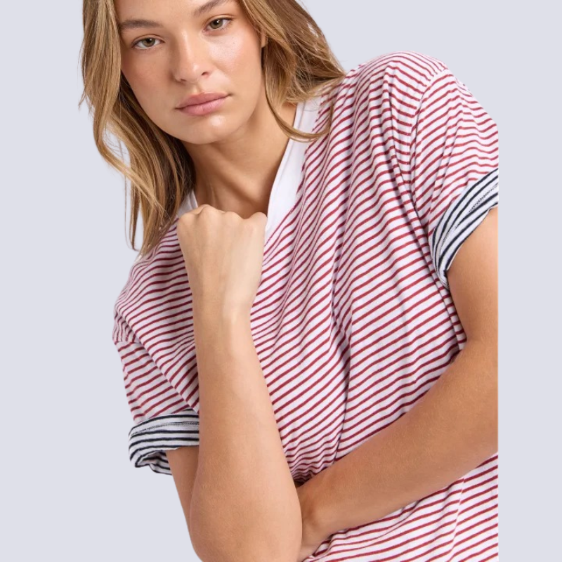 Hutch Stripe Tee Russet Brown/White Stripe 12