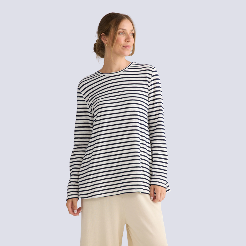Sana LS Top Navy Stripe XS