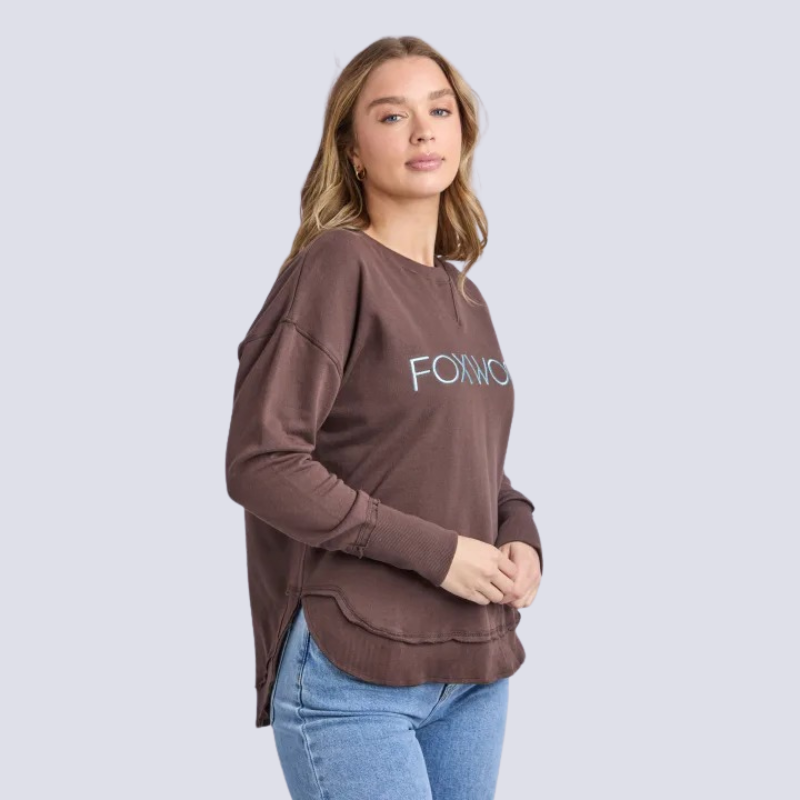 Simplified Metalic Crew Coffee/Light Blue