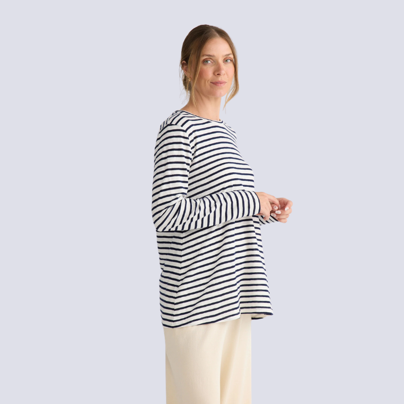 Sana LS Top Navy Stripe XS