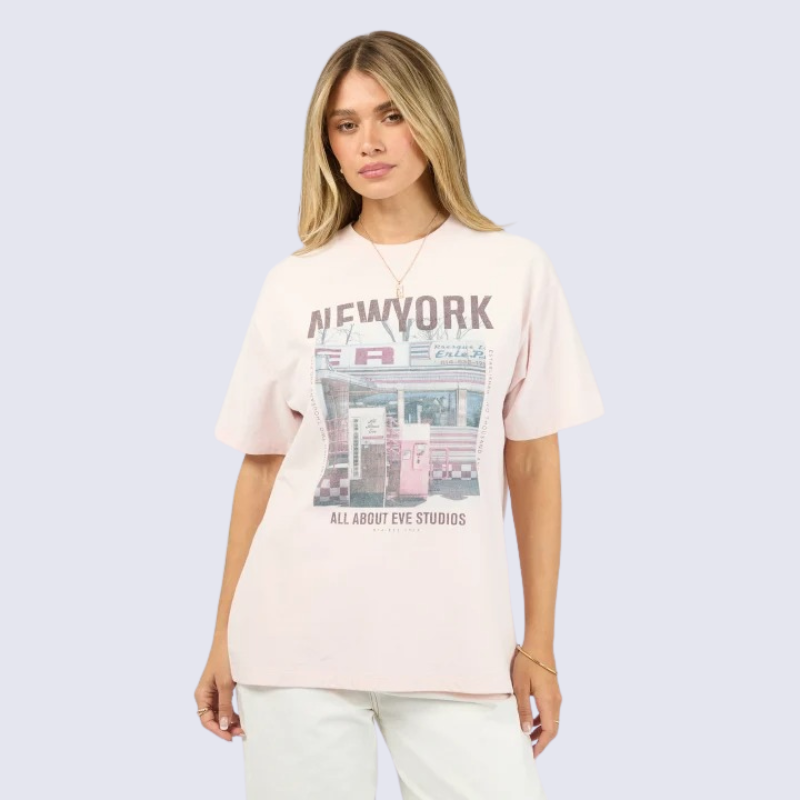 New York Diner Relaxed Tee Pale Pink 12