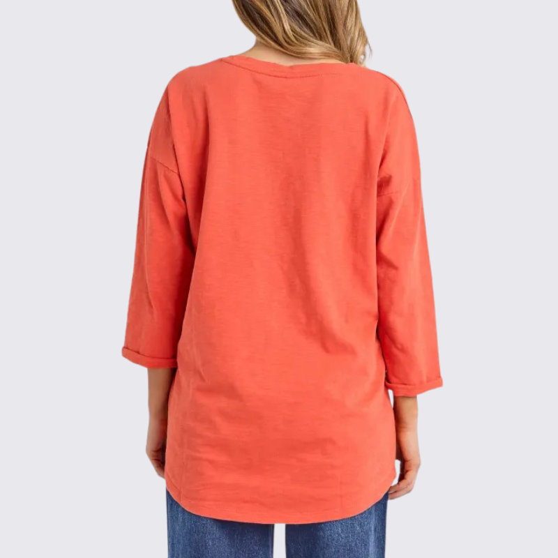 Annie 3/4 slv Tee - Burnt Orange