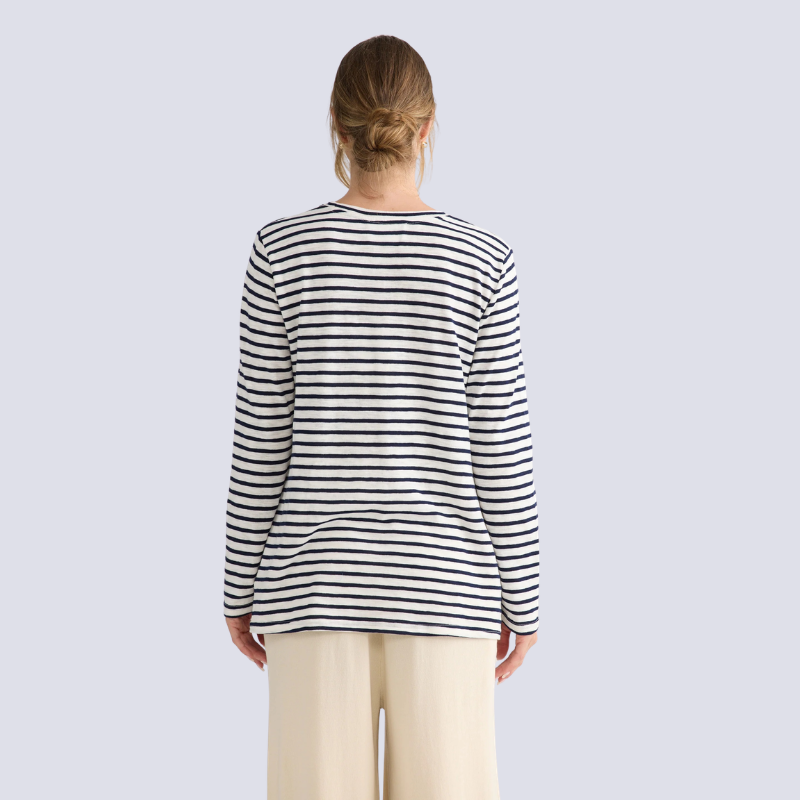 Sana LS Top Navy Stripe XS