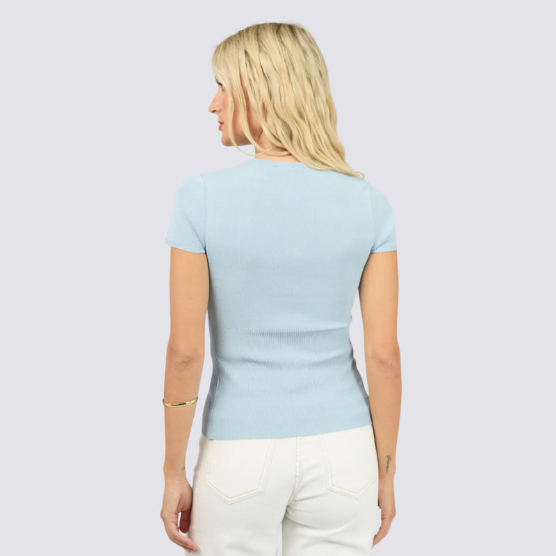 Olive Knit Top Sky Blue