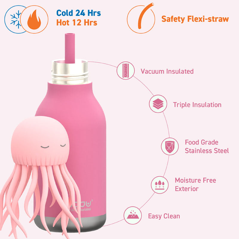 AS Bestie Bottle Jellyfish Double Wall Insulated Bottle 460ML Purple