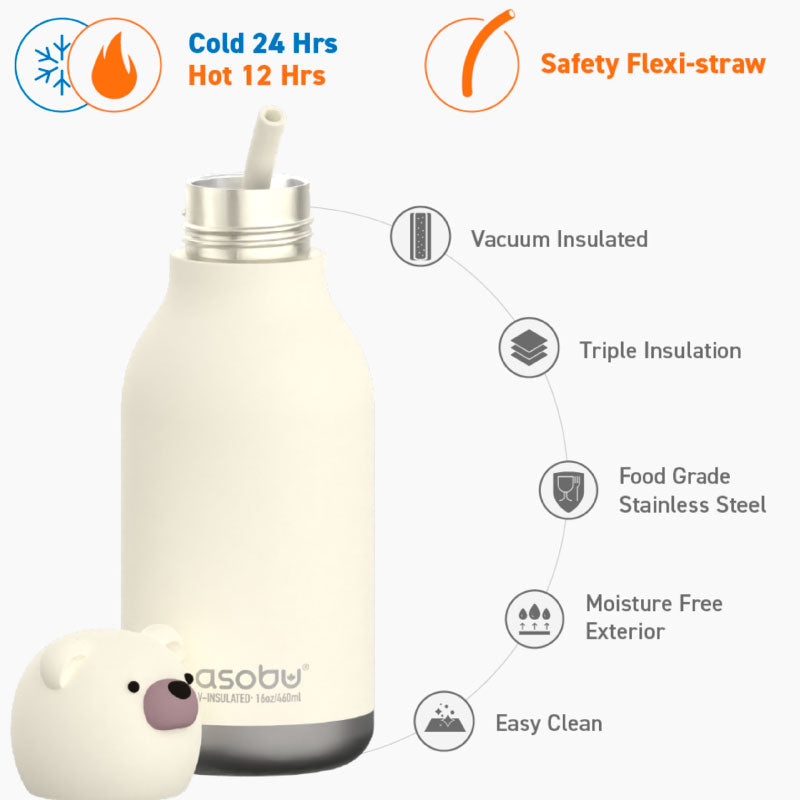 AS Bestie Bottle Polar Bear Double Wall Insulated Bottle 460ML White