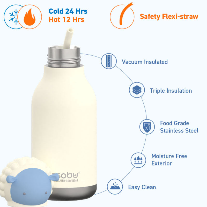 AS Bestie Bottle Sheep Double Wall Insulated Bottle 460ML White