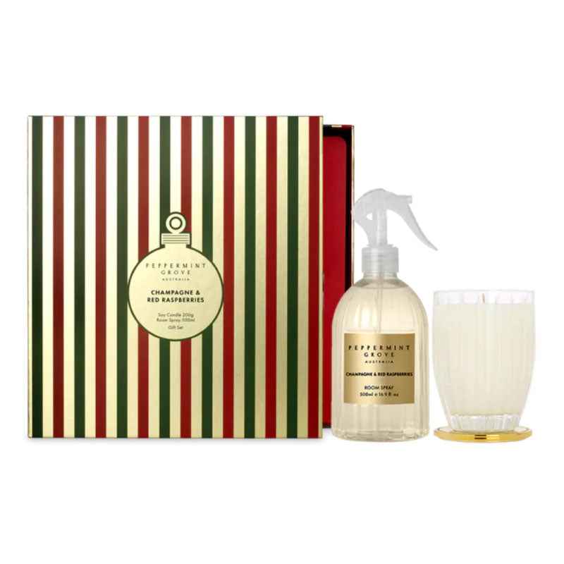 Champagne & Red Raspberries Candle & Room Spray Set