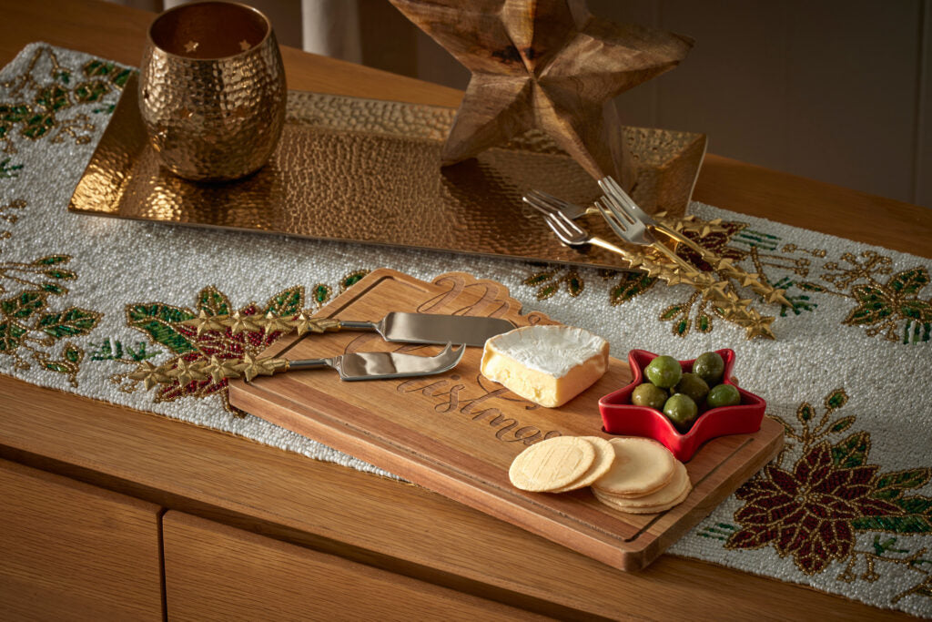 Christmas Serving Board With Condiment Bowl Set