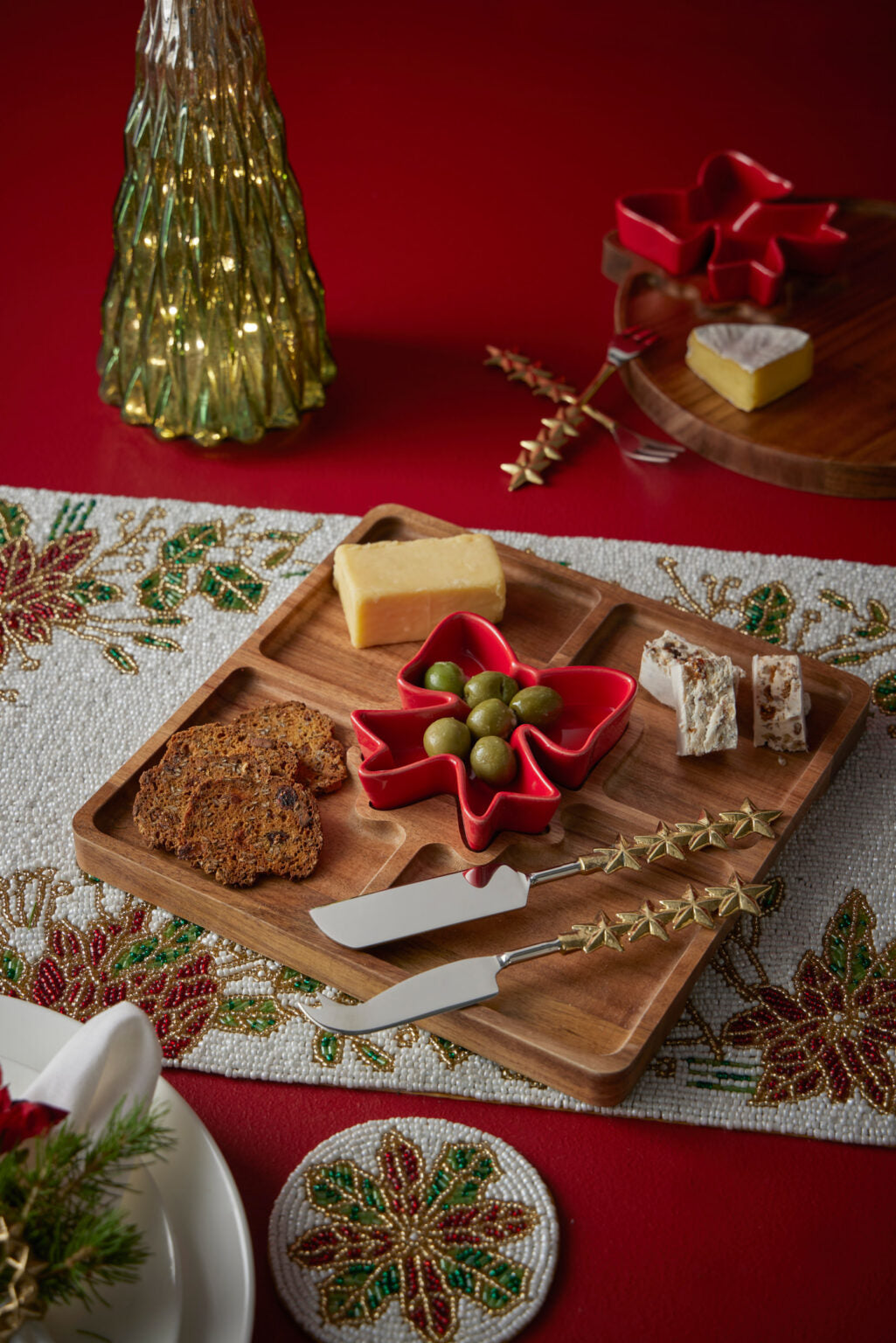 Bow Serving Board With Condiment Bowl