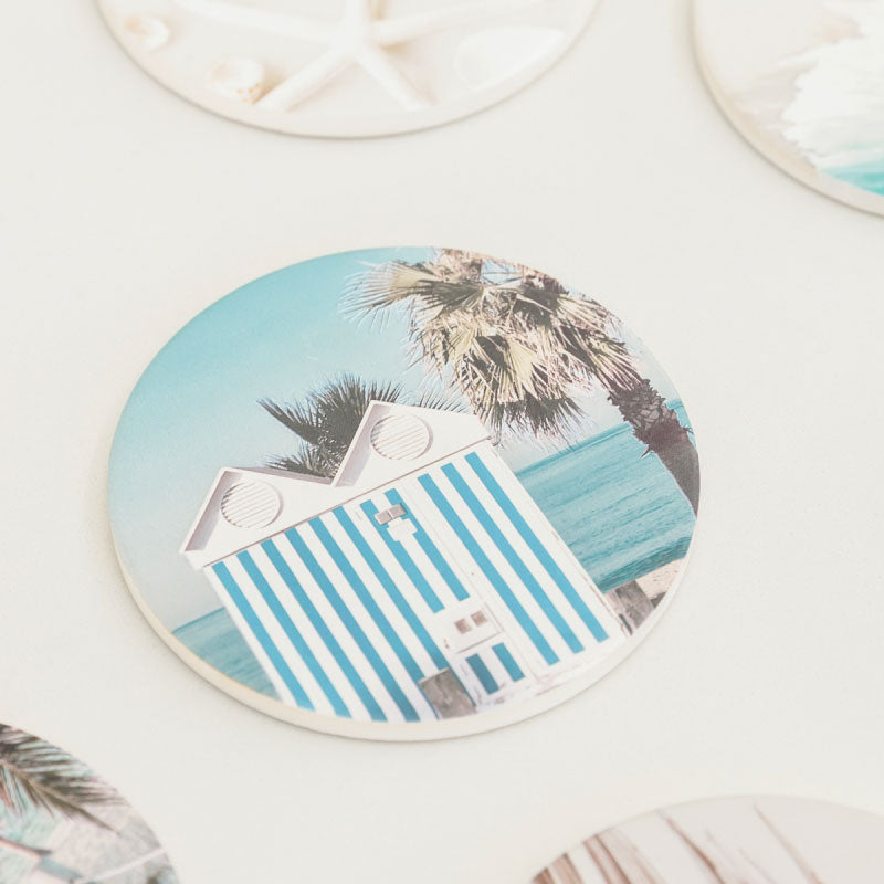 Coast Beach Hut Ceramic Coaster