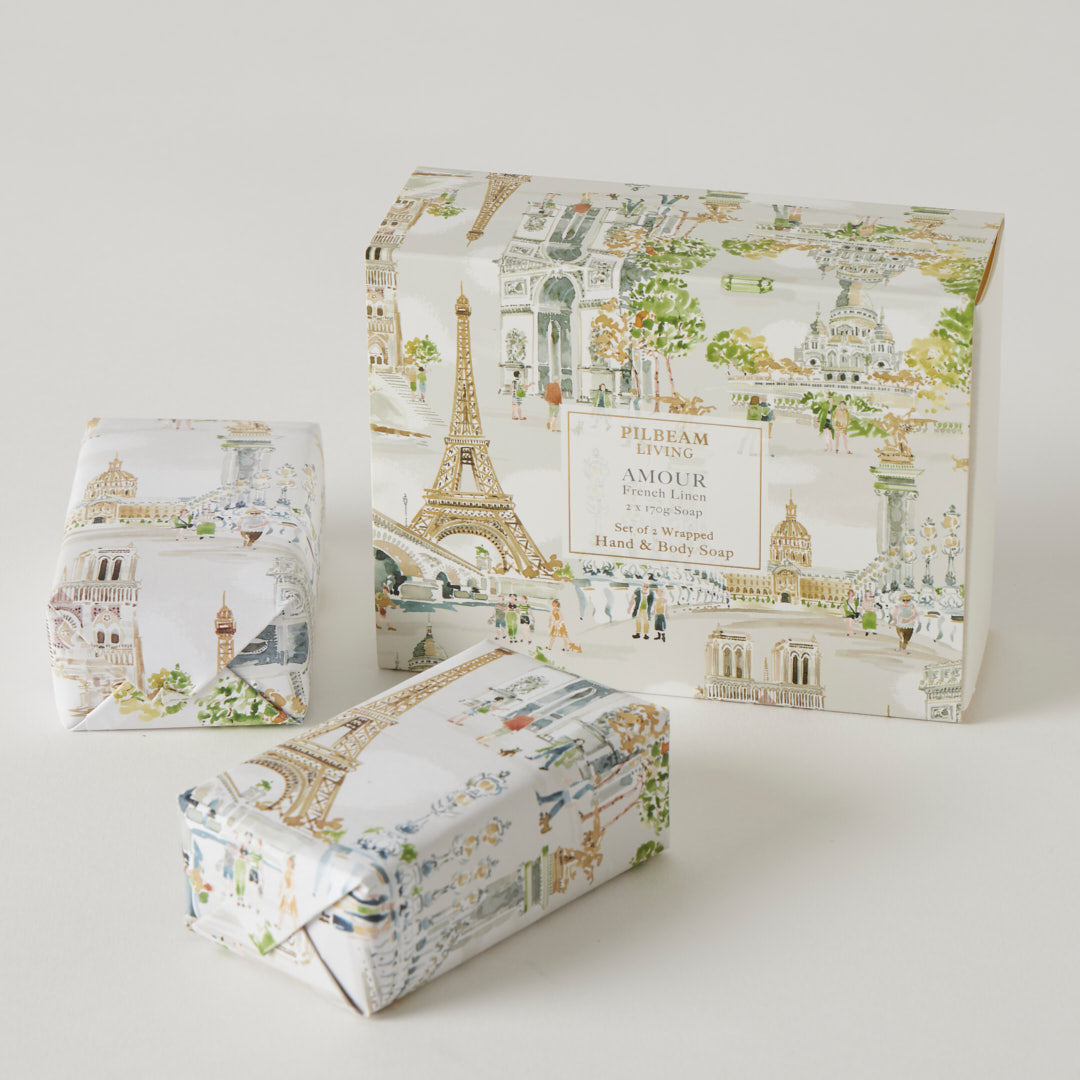 Amour Scented Soap Gift Set of 2 - French Linen Scent