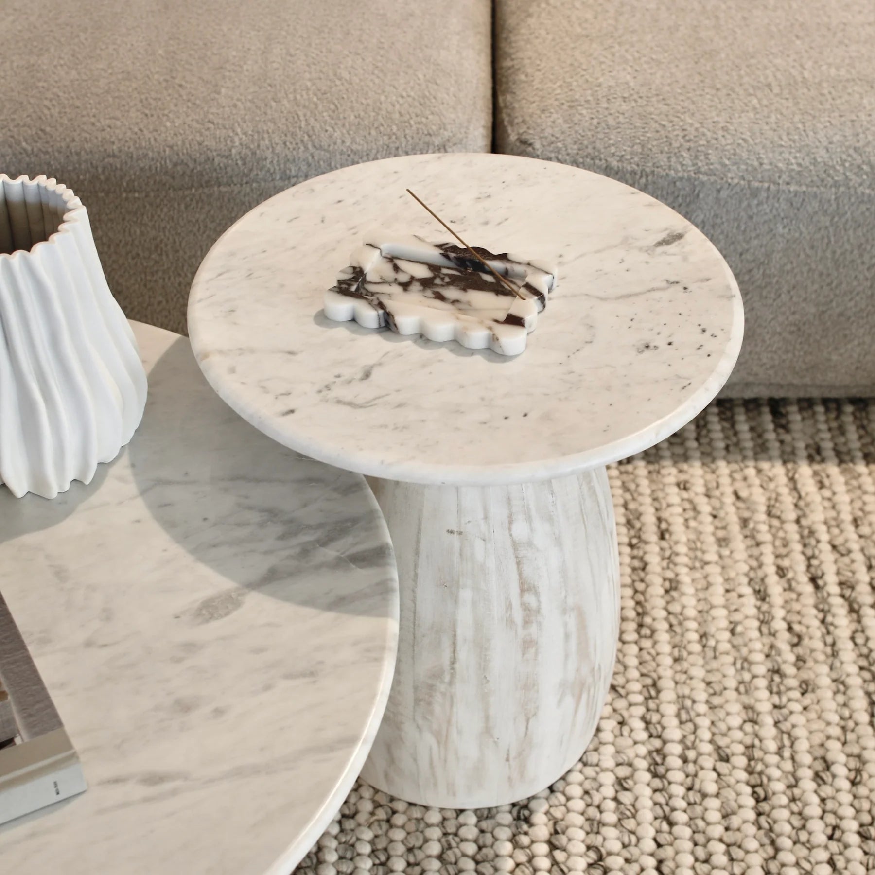 Sia Marble/Wood Side Table