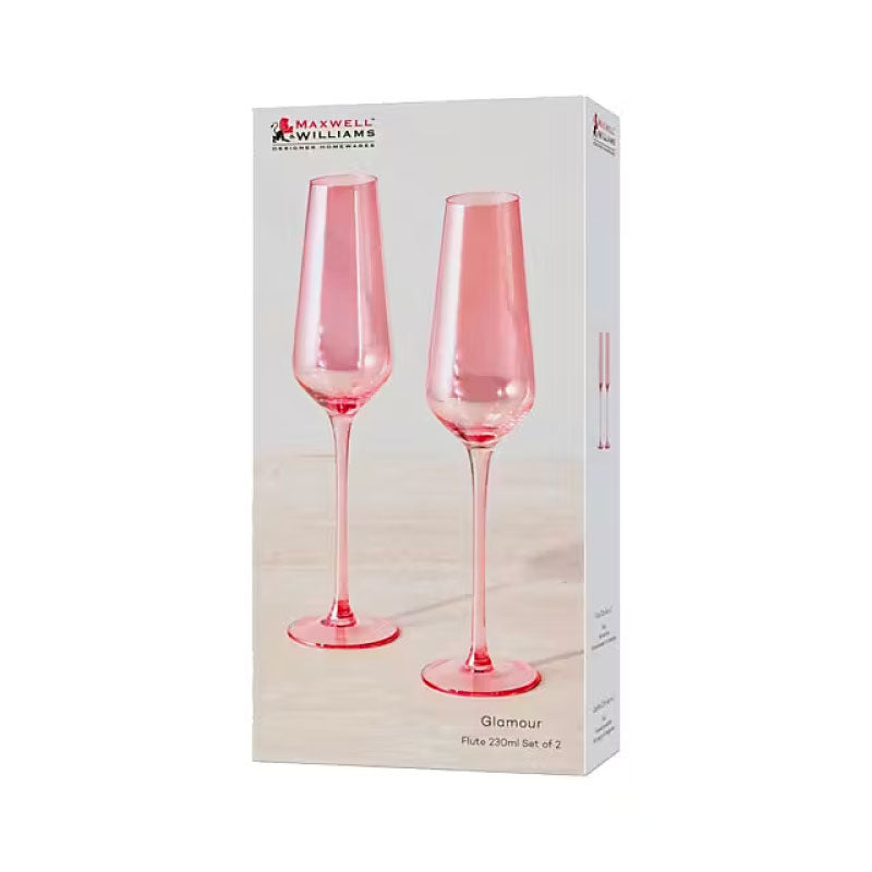 Glamour Flute 230ML Set of 2 Pink