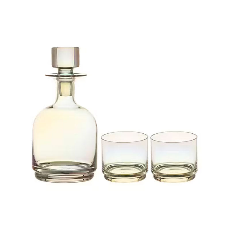 Glamour Stacked Decanter Set 3pc Iridescent