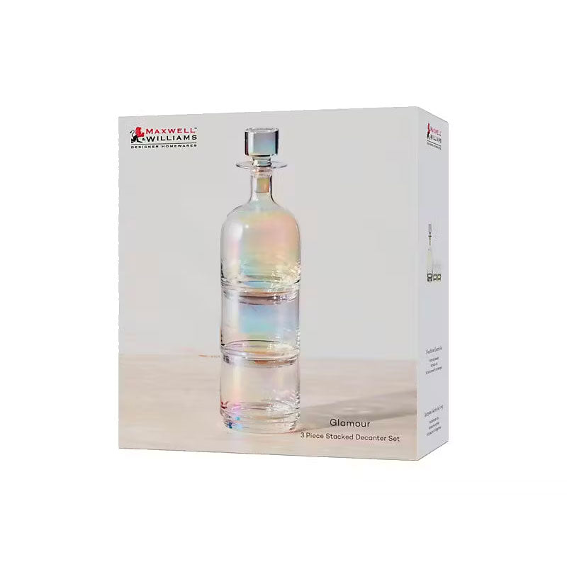Glamour Stacked Decanter Set 3pc Iridescent