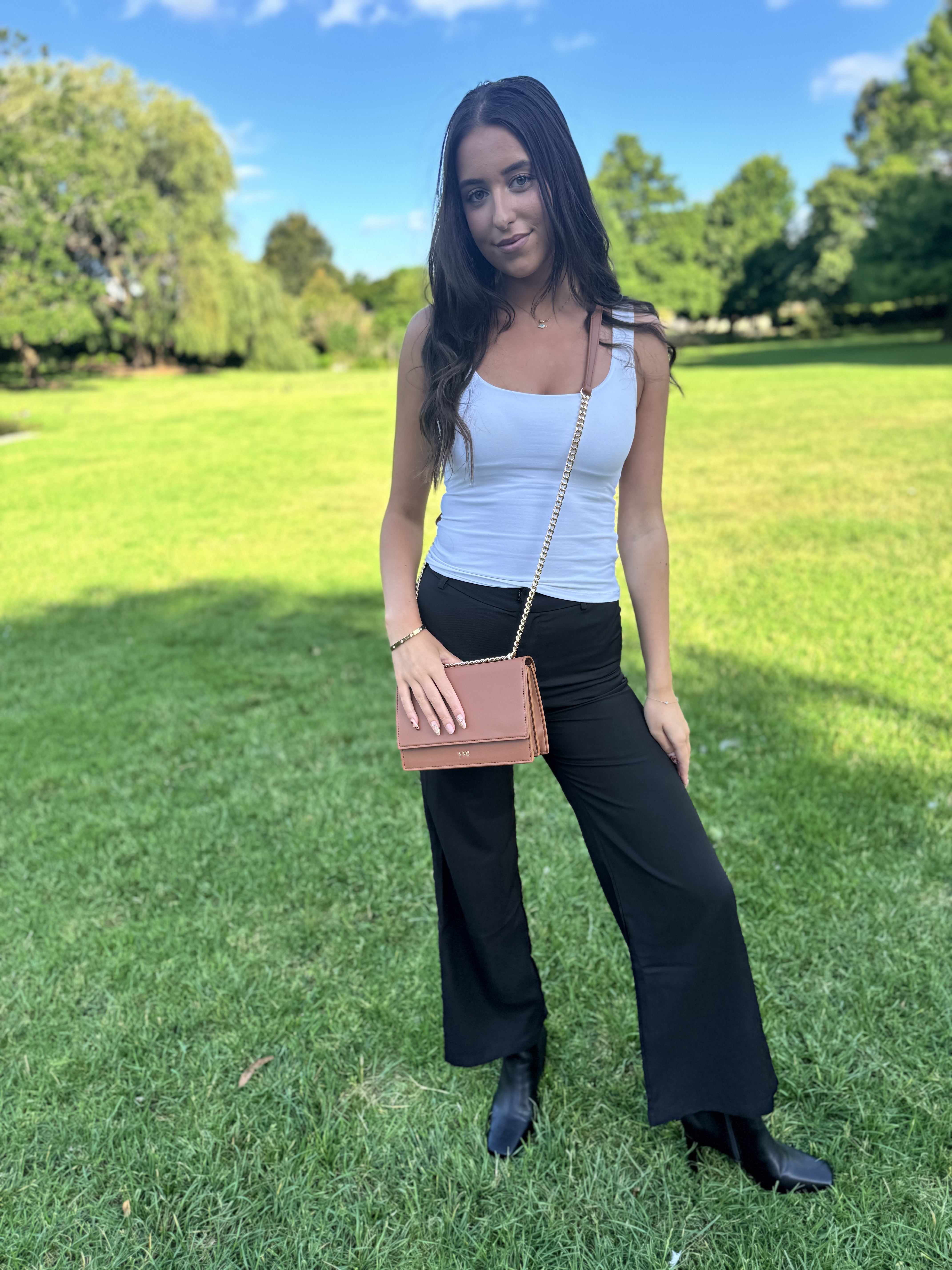 Live Bag with Chain Strap - Tan