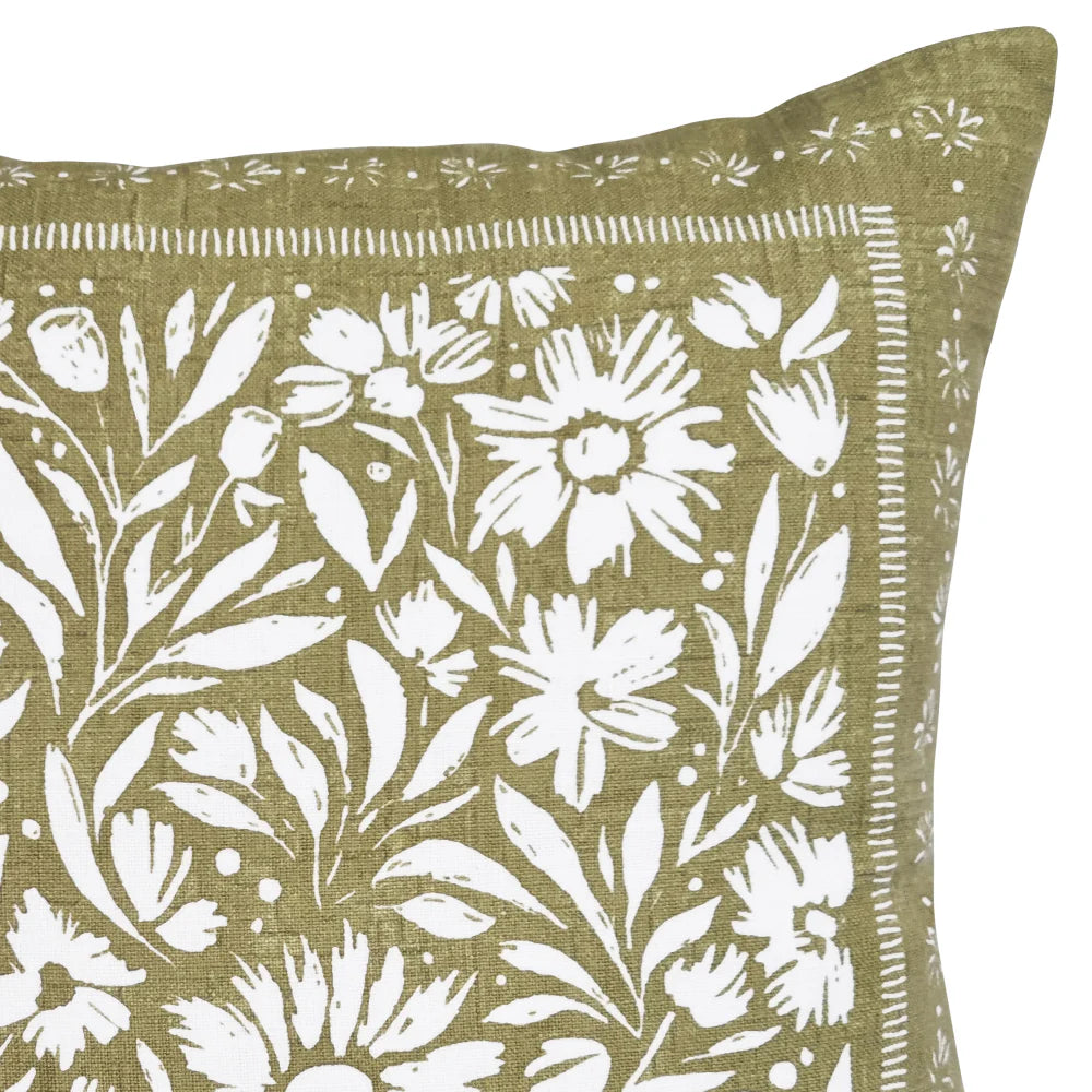 Brody Cushion 50x50cm Ivory & Olive