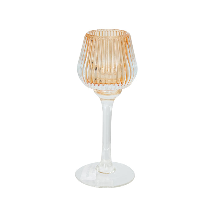 Amelia Glass Ribbed Votive Medium Amber