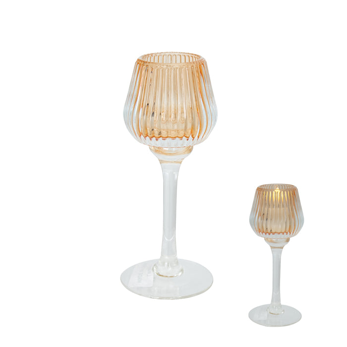 Amelia Glass Ribbed Votive Medium Amber