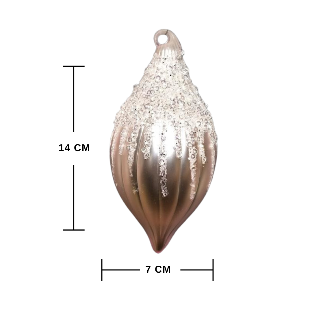 Pink Frosted Icing Drop Glass Bauble