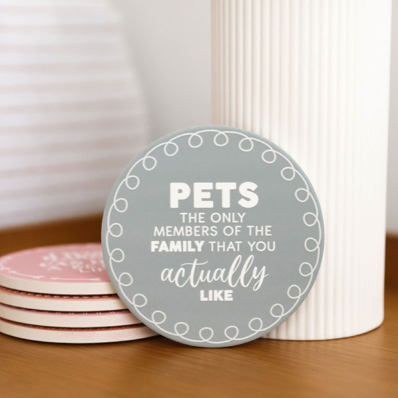 Pets Family Ceramic Coaster
