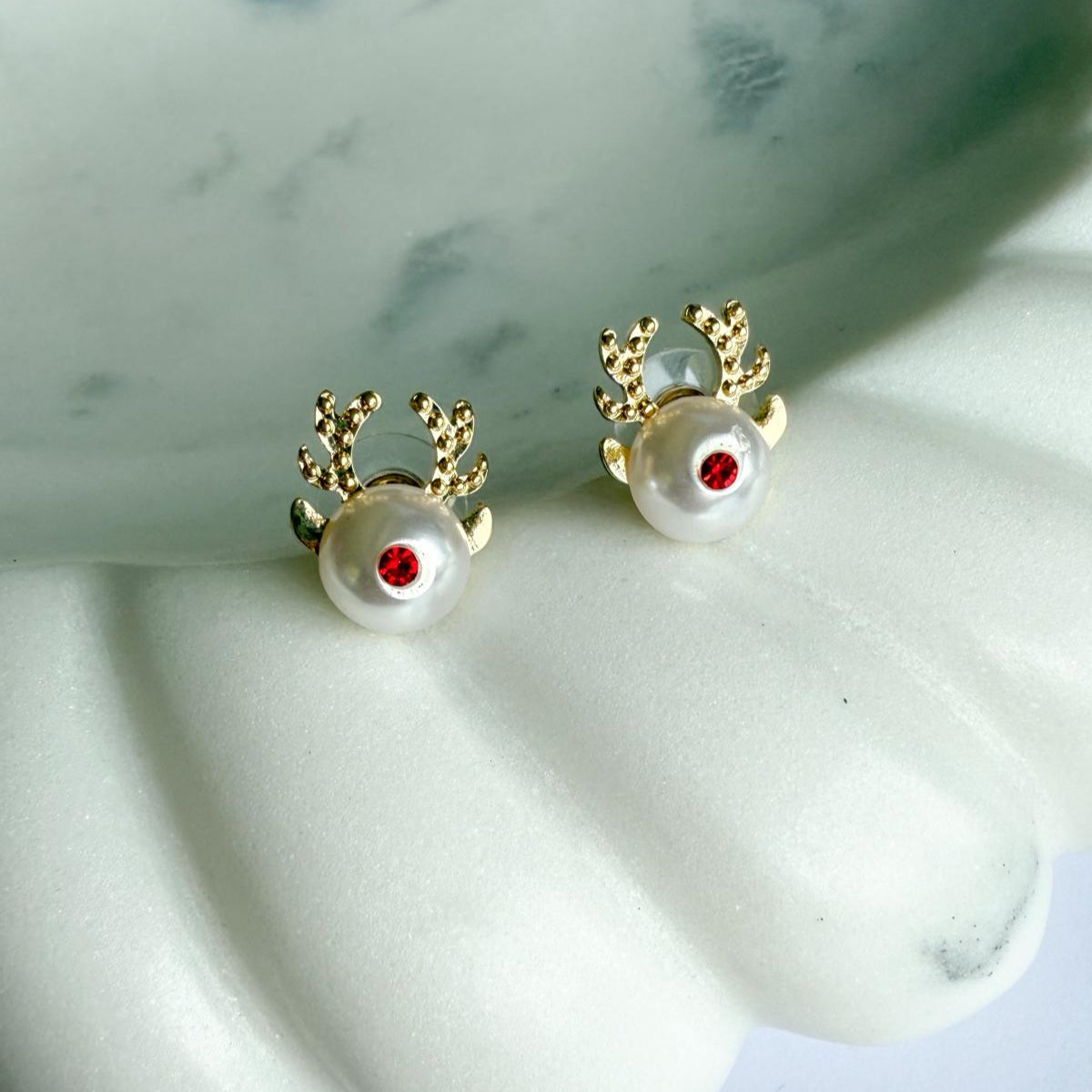 Pearl Reindeer Earrings