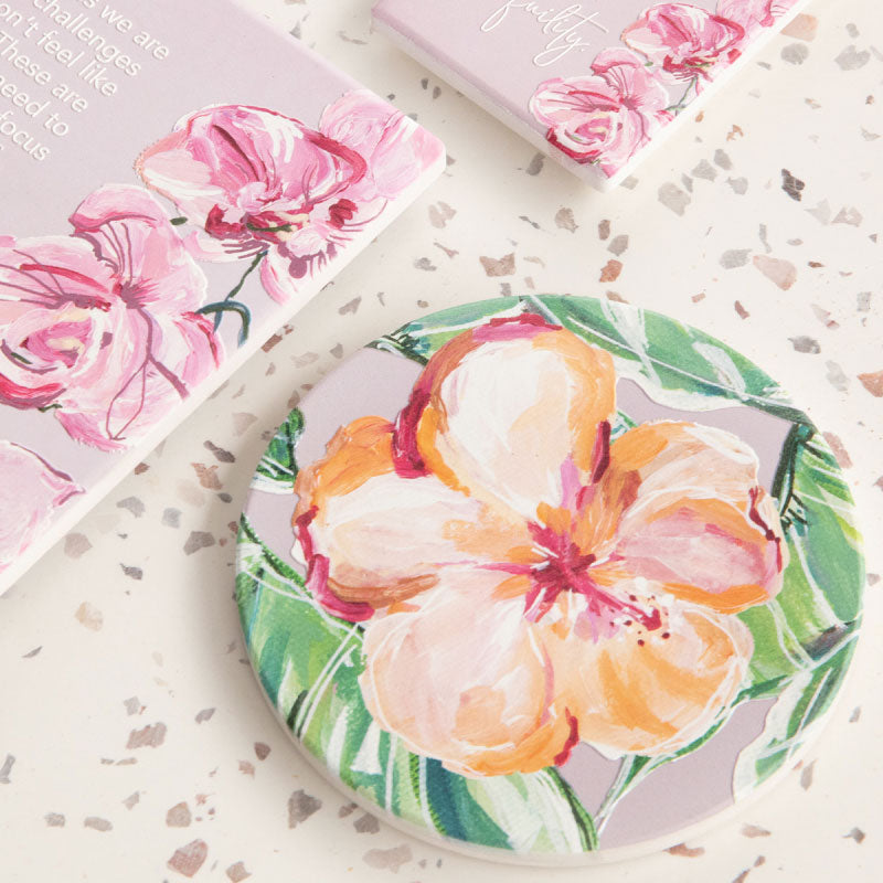 Talulah Orange Flower Ceramic Coaster