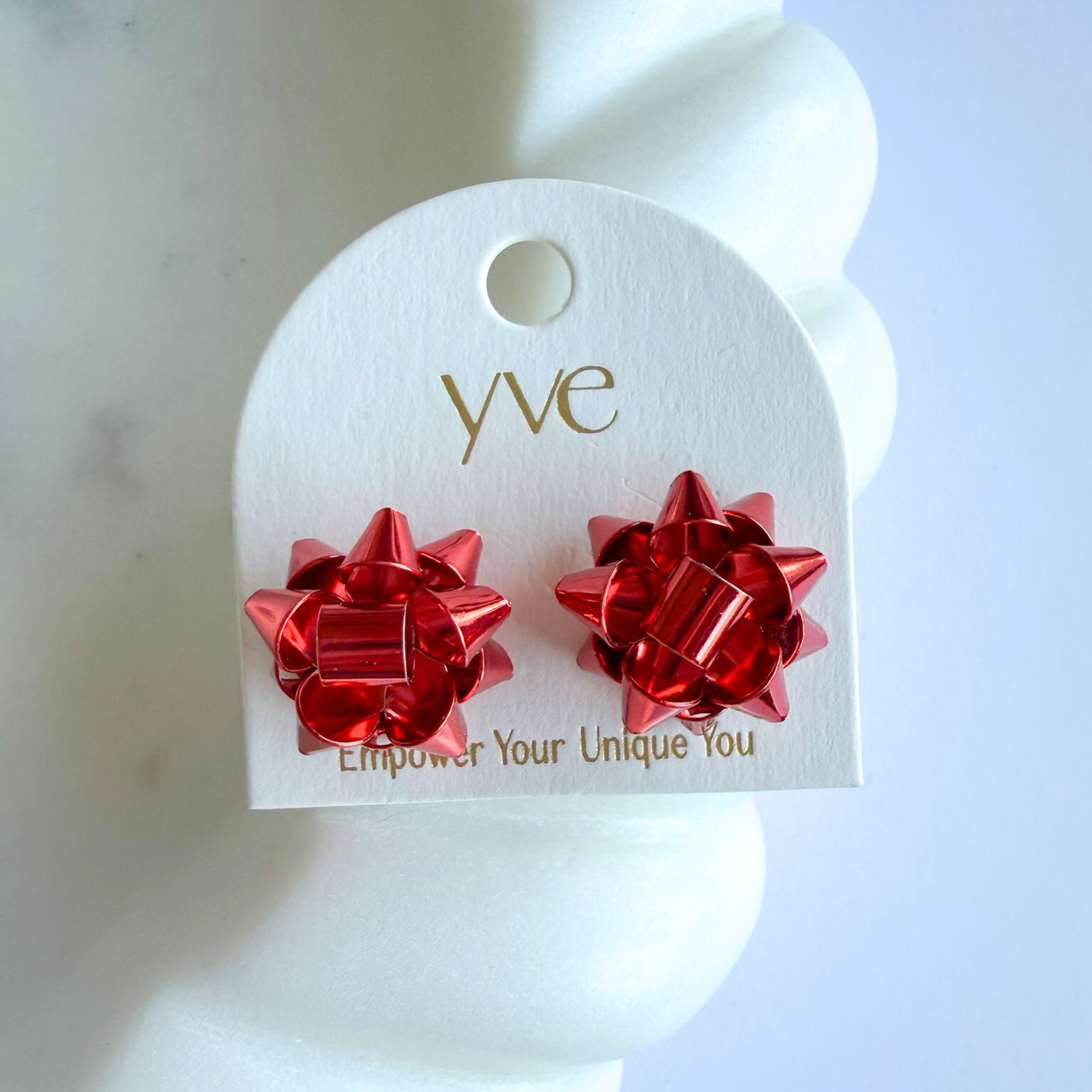 Red Bow Christmas Earrings