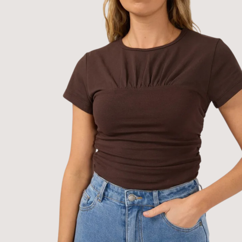 Mimi Ruched Top Brown