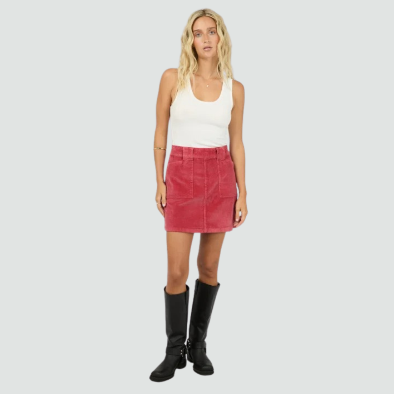 Mara Cord Skirt Ruby
