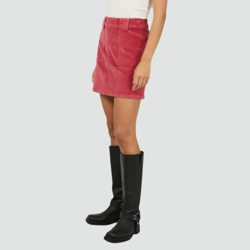 Mara Cord Skirt Ruby