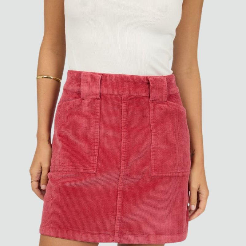 Mara Cord Skirt Ruby