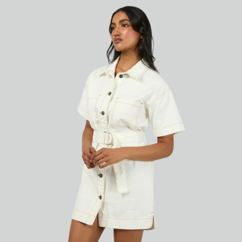 Sunny Denim Dress - Vintage White