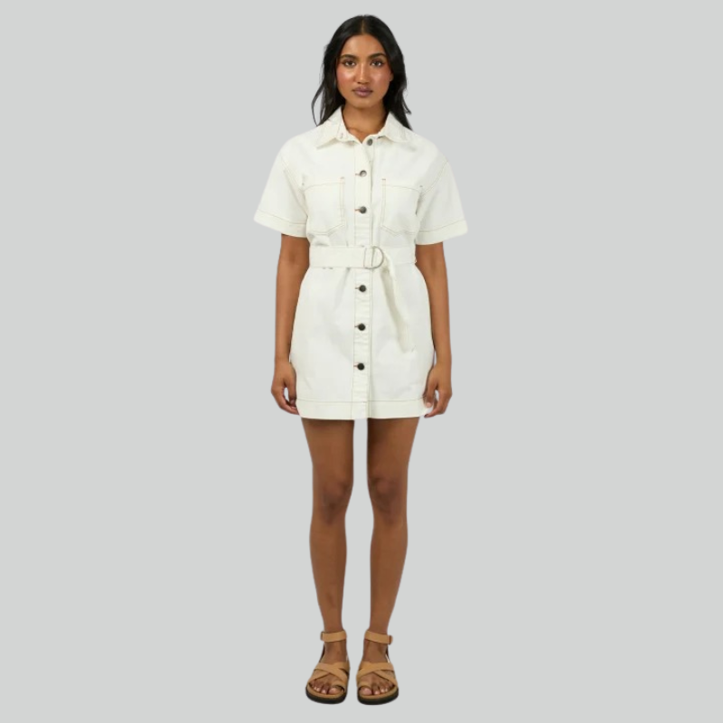 Sunny Denim Dress - Vintage White