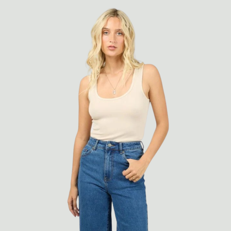 Washed Rib Scoop Neck Tank