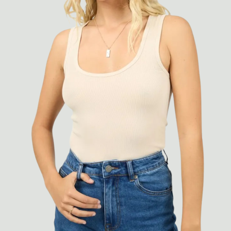 Washed Rib Scoop Neck Tank