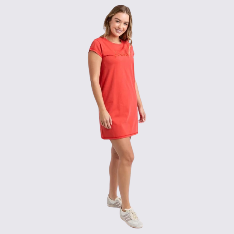 Signature Embroidery Tee Dress Tangelo